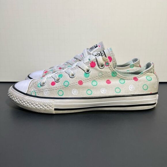 Little Girls CONVERSE All Star Ox Polka Dot Mouse Neo Gray Sneakers / Size 3 - Picture 4 of 10
